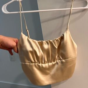 Zara Gold Silk Crop Top